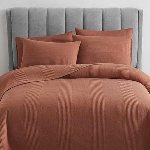 Brooklyn Loom 5-piece Ribbed Matelasse Coverlet Set Copper Queen